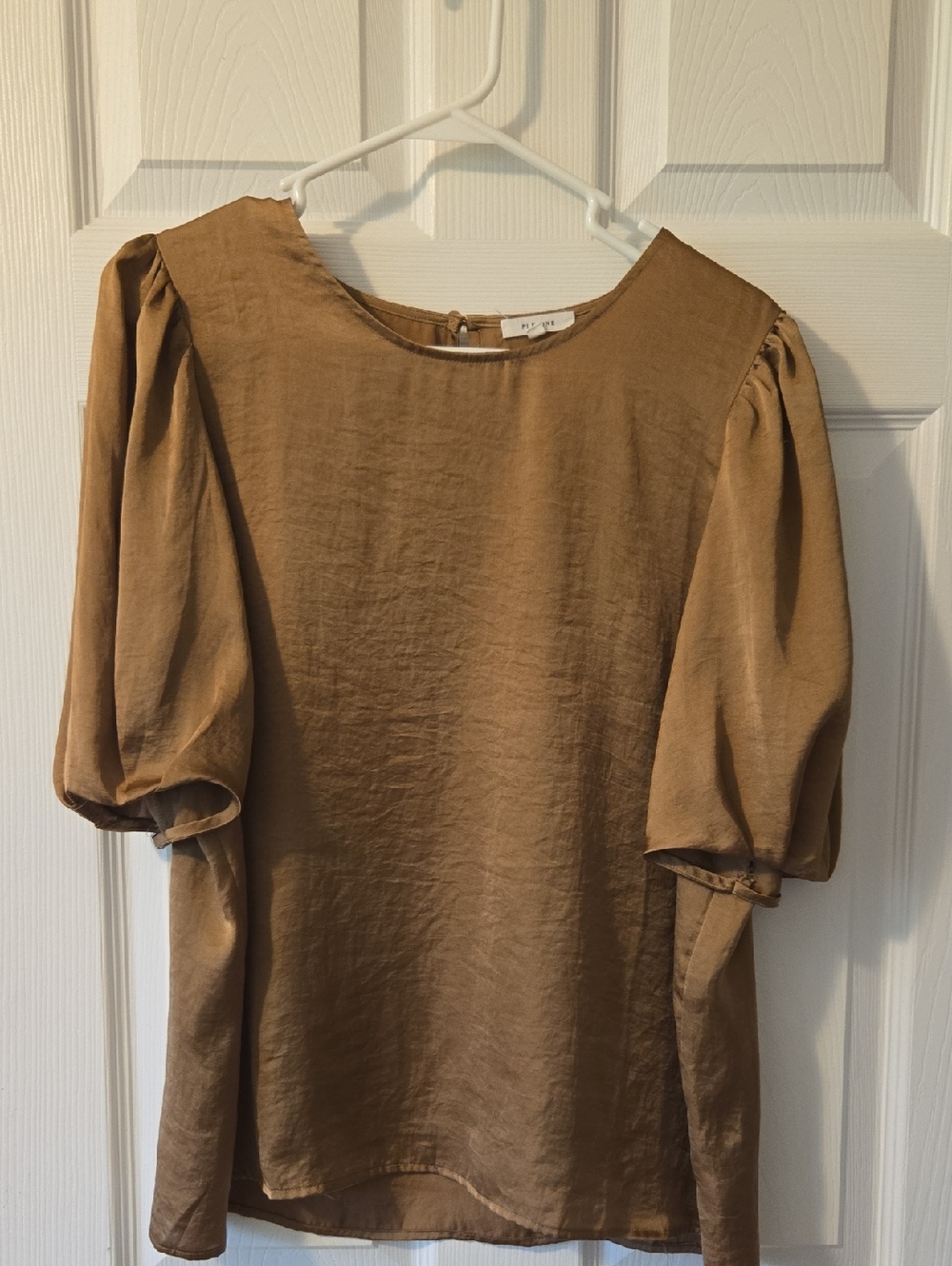 Pleione Puff Sleeve Blouse in Camel Brown